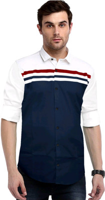 ZEDIN Men Solid Casual Dark Blue Shirt