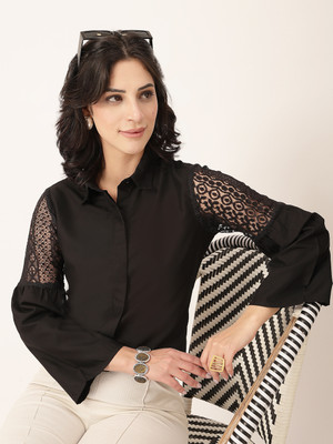Style Quotient Women Solid Casual Black Shirt