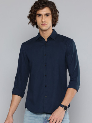 FLYING MACHINE Men Solid Casual Blue Shirt