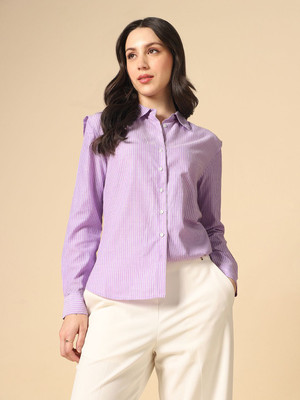 Globus Women Striped Formal Purple Shirt