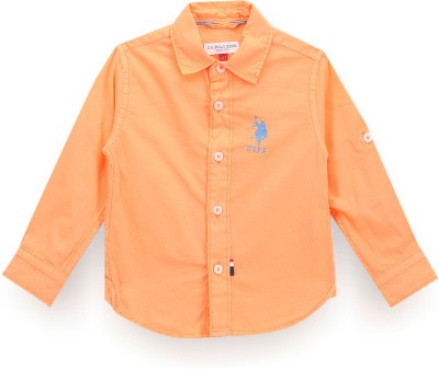 U.S. POLO ASSN. Boys Printed Casual Orange Shirt