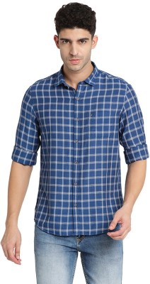 TURTLE Men Checkered Casual Blue Shirt