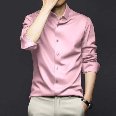 HA ENTERPRISES Men Solid Formal Pink Shirt