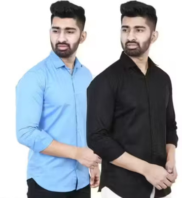 IMPRESIO Men Solid Casual Multicolor Shirt(Pack of 2)