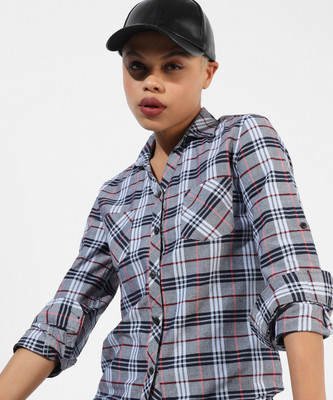 CAMPUS SUTRA Women Checkered Casual Grey Shirt