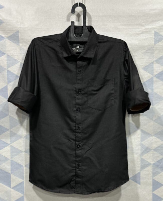 JessNX Men Solid Casual Black Shirt