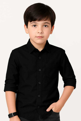 indiyana fashion Boys Solid Formal Black Shirt