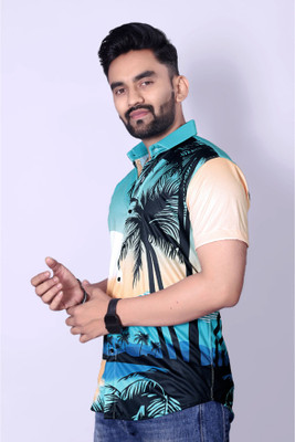 SHFASHION Men Printed Casual Green Shirt