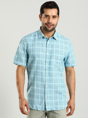 INDIAN TERRAIN Men Checkered Casual Blue Shirt
