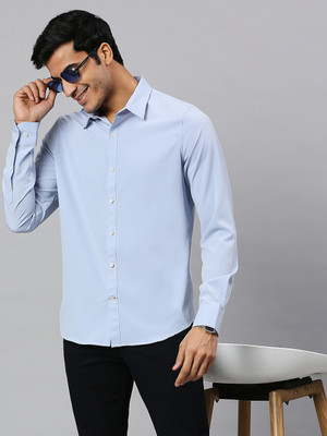THOMAS SCOTT Men Solid Formal Light Blue Shirt