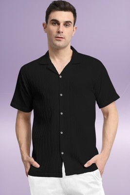 A DEEMOON TREND Men Striped Casual Black Shirt