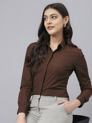 ZAINAB CREATIONS Women Solid Formal Brown Shirt
