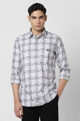 VAN HEUSEN Men Checkered Casual White Shirt