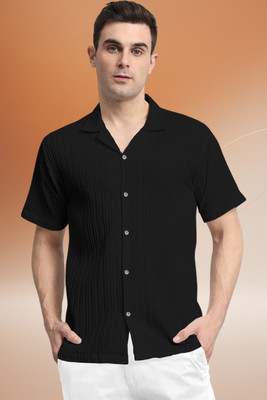 Dharamraj Fashion Men Self Design Casual Black Shirt