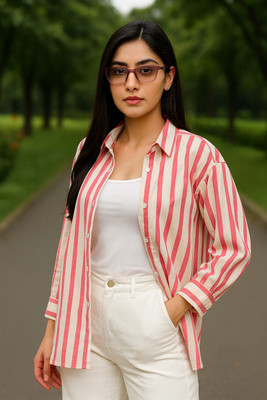 vairagee Women Striped Casual Pink Shirt