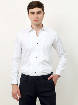 Albatross Men Solid Casual White Shirt