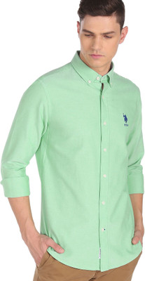 U.S. POLO ASSN. Men Solid Casual Green Shirt