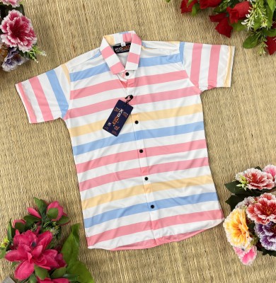 QUQZAKA Boys Striped Casual Multicolor Shirt