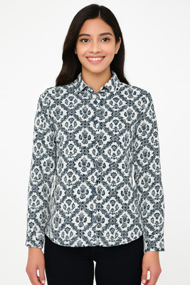 G-KA Women Printed Casual Grey Shirt