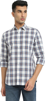 PARX Men Checkered Casual Blue Shirt