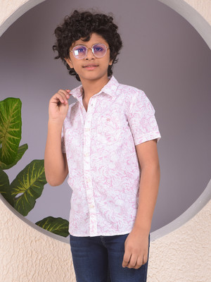 CRIMSOUNE CLUB Boys Floral Print Casual Purple Shirt
