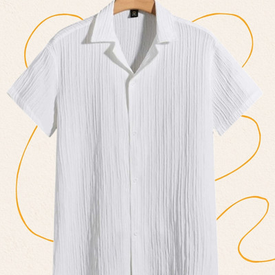 Look Trendy Men Self Design Casual White Shirt