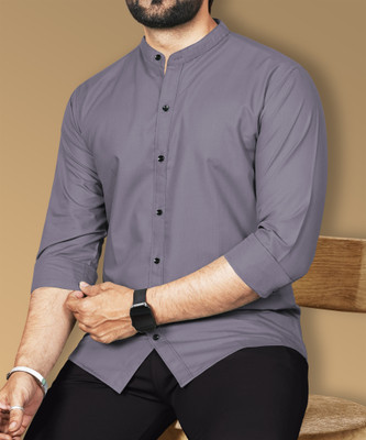 VeBNoR Men Solid Casual Grey Shirt