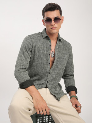 VASTRADO Men Self Design Casual Grey Shirt