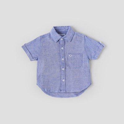 Popees Baby Boys Solid Casual Blue Shirt