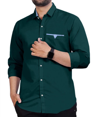ZORAHICA FASHION Men Solid Casual Dark Green Shirt