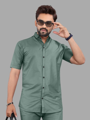Radiance Creations Men Solid Casual Light Green Shirt