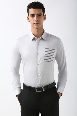 PETER ENGLAND Men Striped Formal Grey Shirt