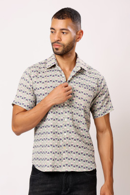 Jostory Men Printed Casual Green Shirt