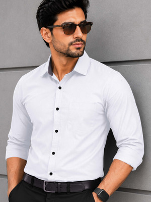 VeBNoR Men Solid Formal White Shirt