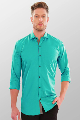 VERTUSY Men Solid Casual Light Green Shirt