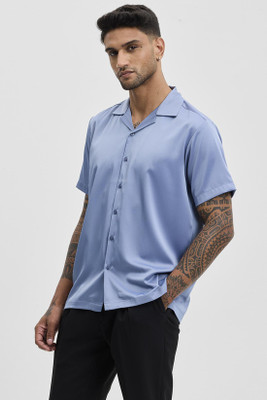 Snitch Men Solid Casual Blue Shirt