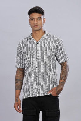 Kolor Fusion Men Self Design Casual Grey, White Shirt