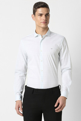 PETER ENGLAND Men Checkered Formal White Shirt