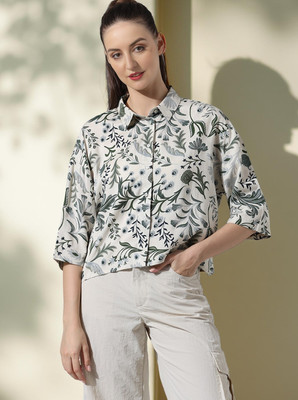 MOXTE Women Printed Casual Black, White Shirt