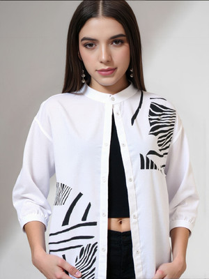 PP PRODUCTIONS Women Printed Casual White Shirt
