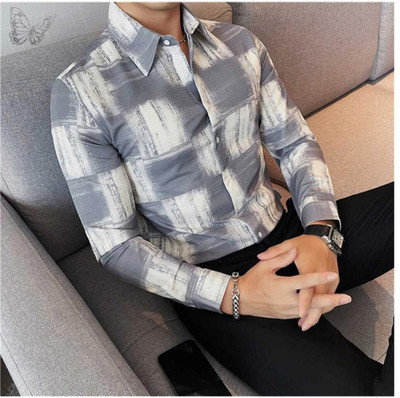 Rajarenchhod Men Self Design Casual Grey Shirt