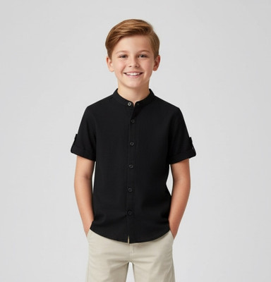 Zarila Boys Solid Casual Dark Blue Shirt
