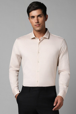 LOUIS PHILIPPE Men Checkered Formal Cream Shirt