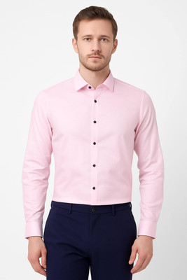 Urban Archer Men Solid Formal Pink Shirt