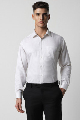 VAN HEUSEN Men Checkered Formal Beige Shirt