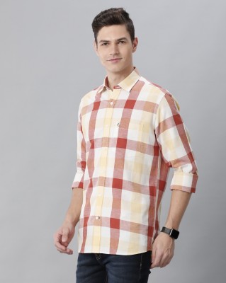 CAVALLO BY LINEN CLUB Men Checkered Casual Beige, Red, White Shirt