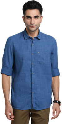 TURTLE Men Solid Casual Blue Shirt