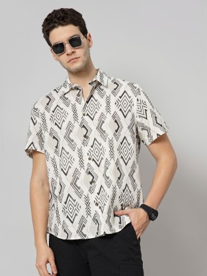 Celio Men Printed Casual Black, White, Grey Shirt