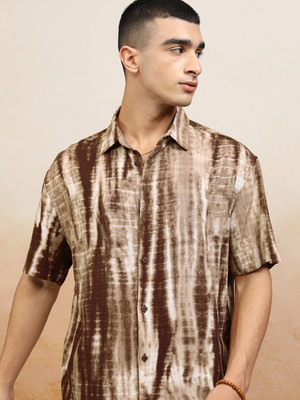KETCH Men Printed Casual Brown Shirt