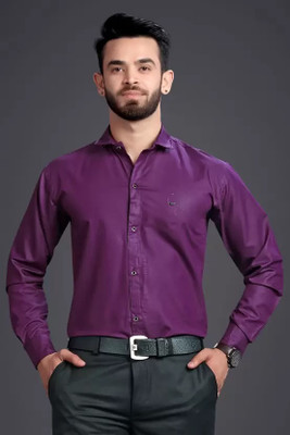 ASIAN & FITCH Men Solid Formal Purple Shirt